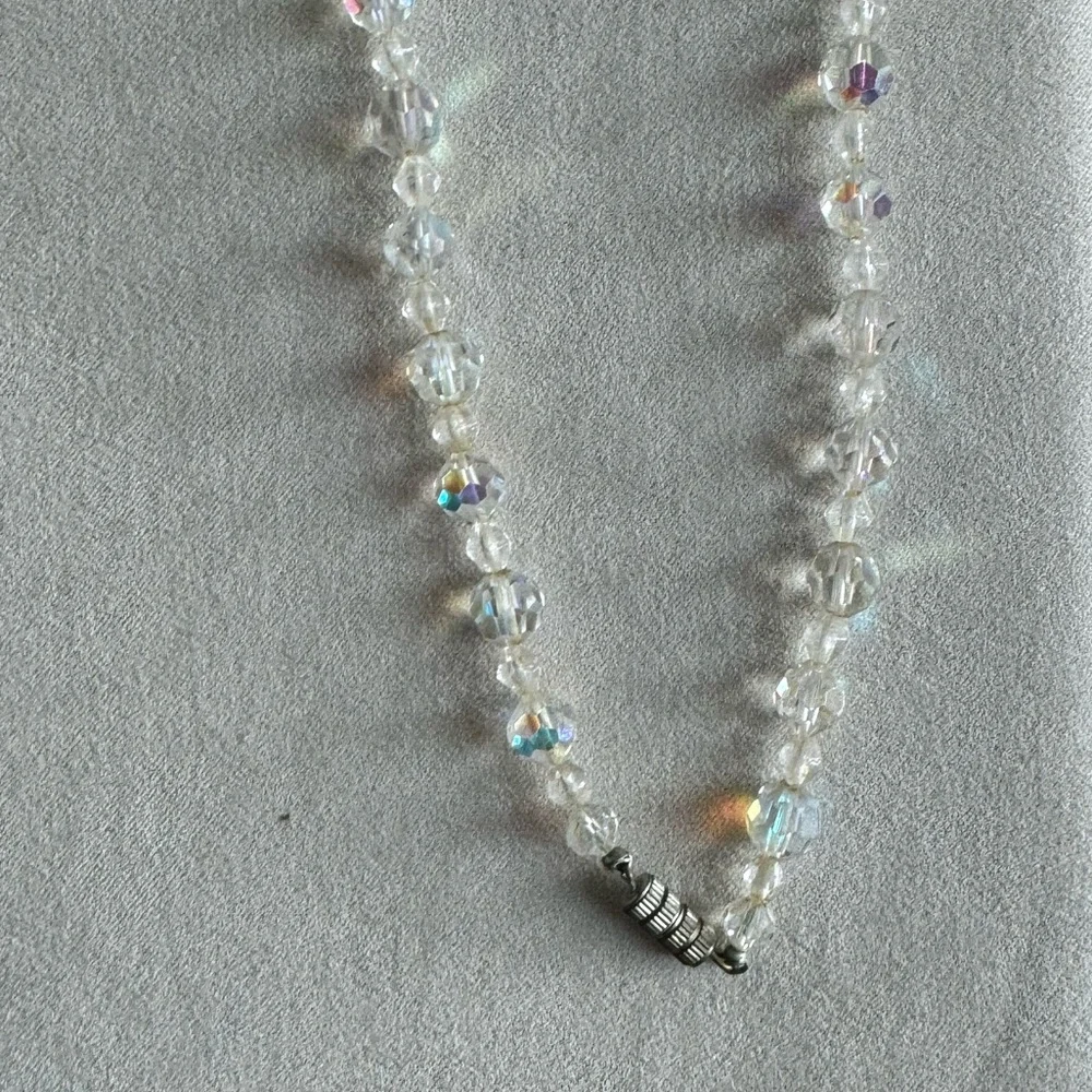 Little Girl Sparkly Necklace, Beads, Clear, Not Stretchy